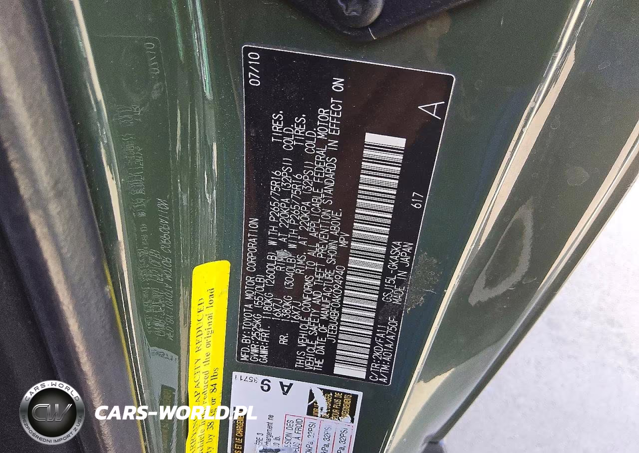 2010 Toyota Fj Cruiser Base VIN:JTEBU4BF0AK094940 - 13