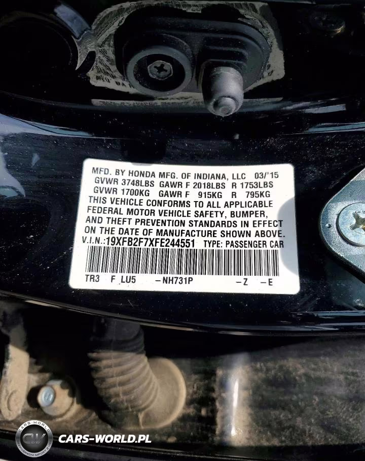 2015 Honda Civic Se VIN:19XFB2F7XFE244551 - 12