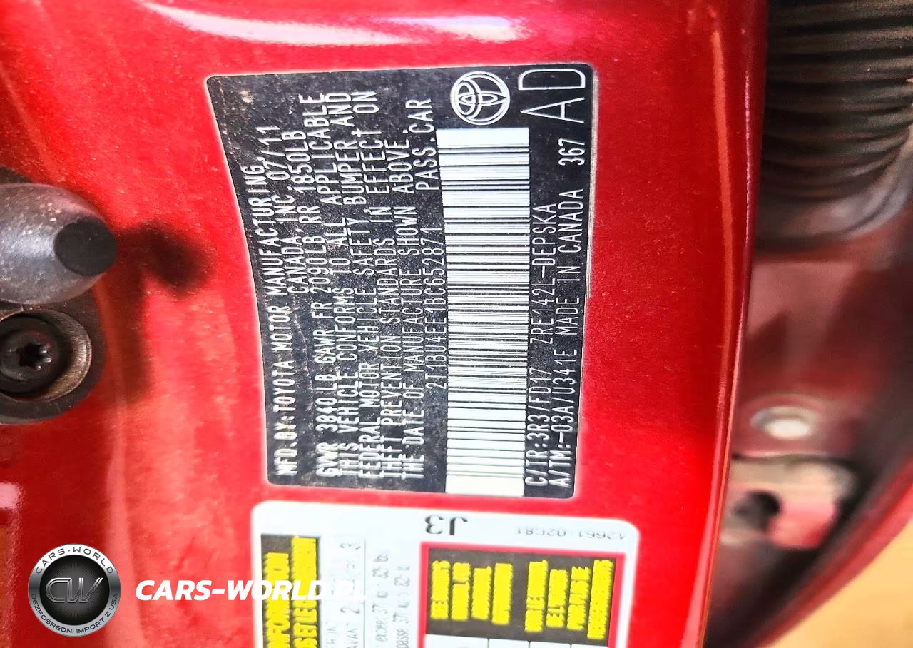 2011 Toyota Corolla S VIN:2T1BU4EE1BC652871 - 12