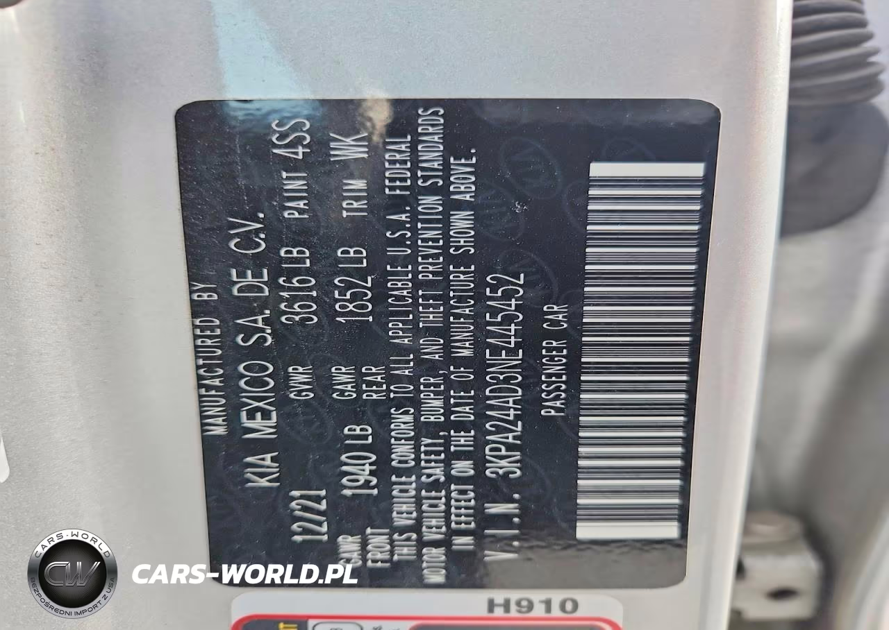2022 Kia Rio Lx VIN:3KPA24AD3NE445452 - 12
