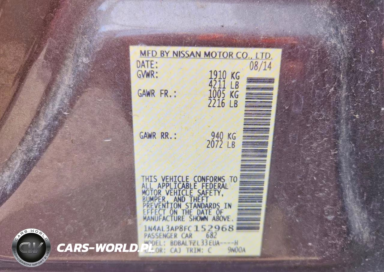 2015 Nissan Altima 2.5 VIN:1N4AL3AP8FC152968 - 12
