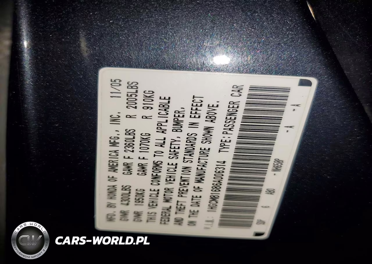 2006 Honda Accord Ex VIN:1HGCM81686A006314 - 12
