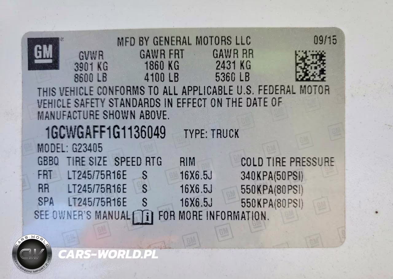 2016 Chevrolet Express G2500 VIN:1GCWGAFF1G1136049 - 13
