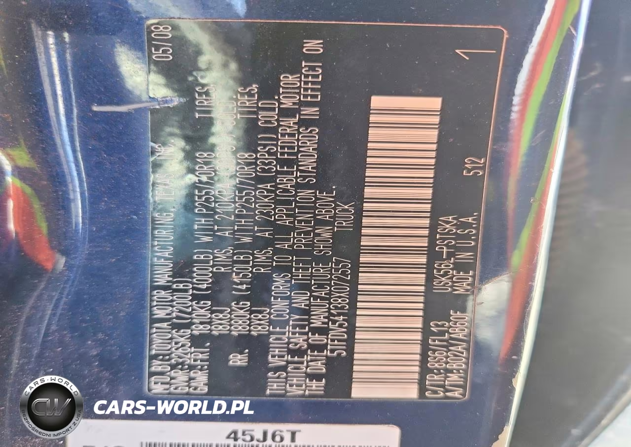2008 Toyota Tundra Grade VIN:5TFDV54138X072557 - 12