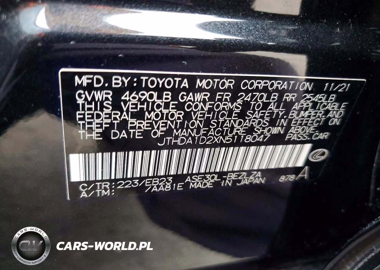 2022 Lexus Is 300 VIN:JTHDA1D2XN5118047 - 12