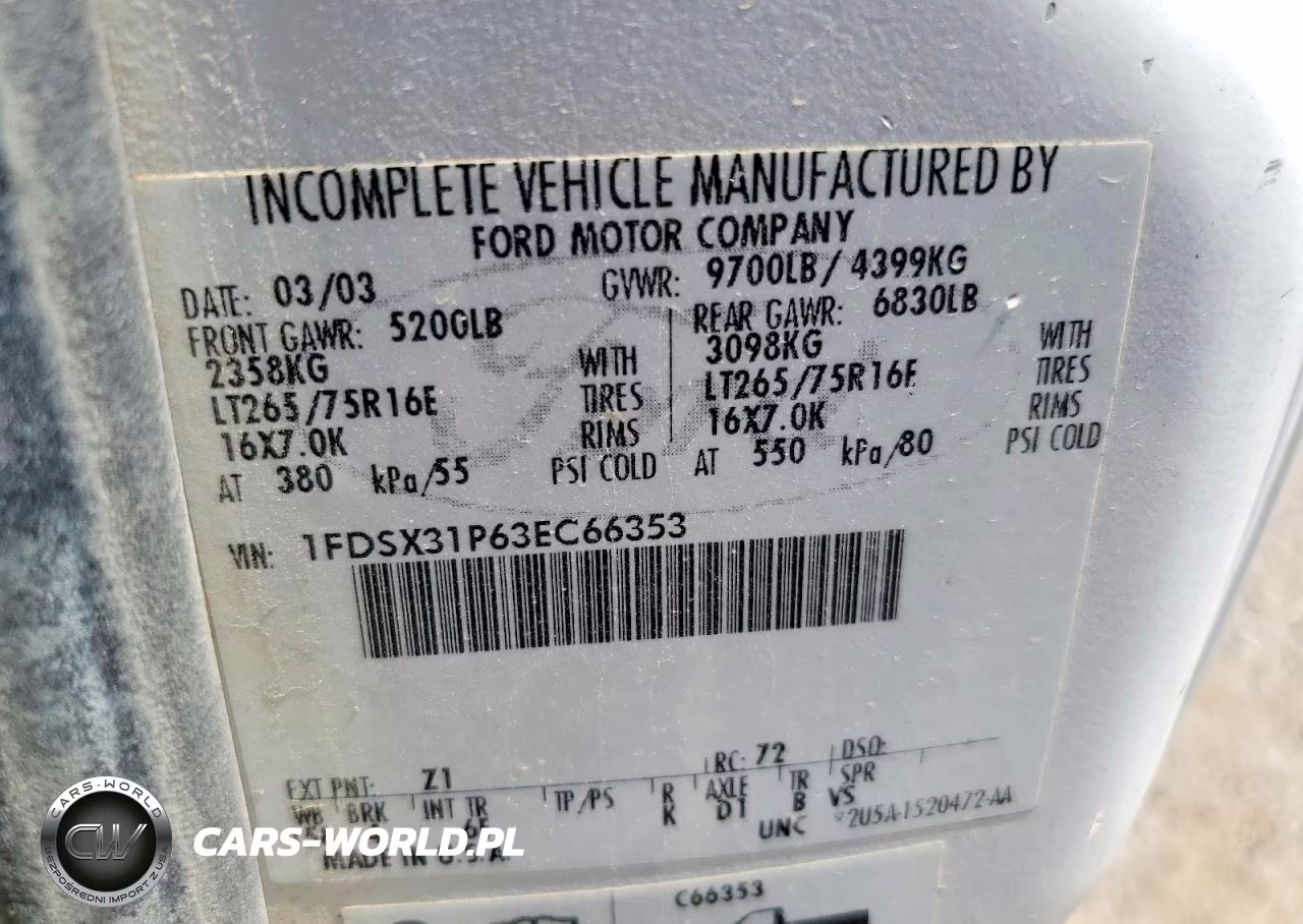 2003 Ford F350 Srw Super Duty VIN:1FDSX31P63EC66353 - 12