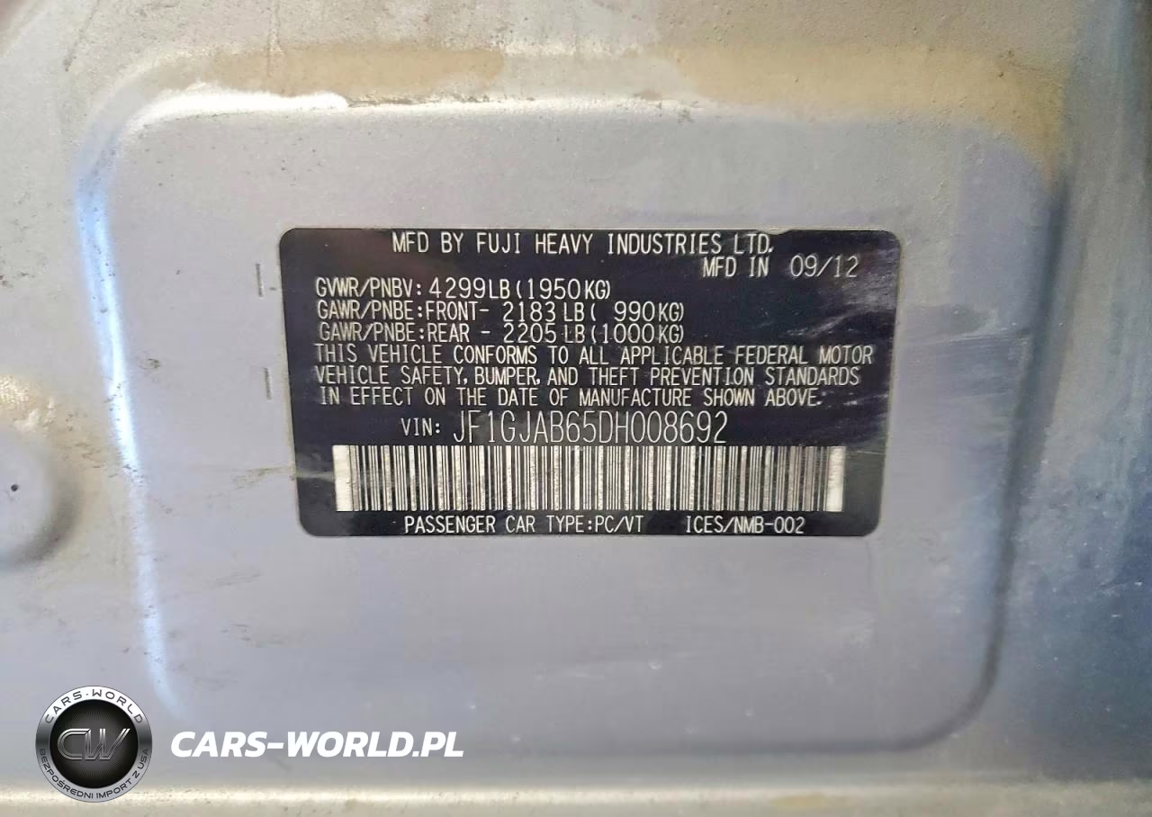 2013 Subaru Impreza Premium VIN:JF1GJAB65DH008692 - 13