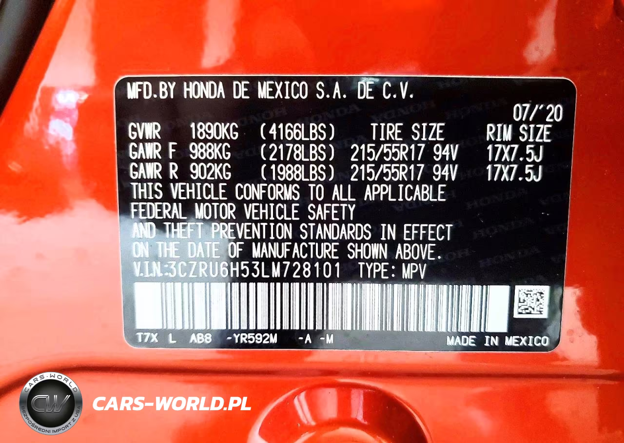 2020 Honda Hr-V Ex VIN:3CZRU6H53LM728101 - 13