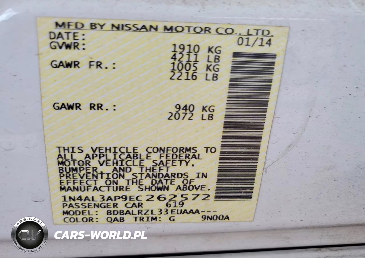 2014 Nissan Altima 2.5 VIN:1N4AL3AP9EC262572 - 12