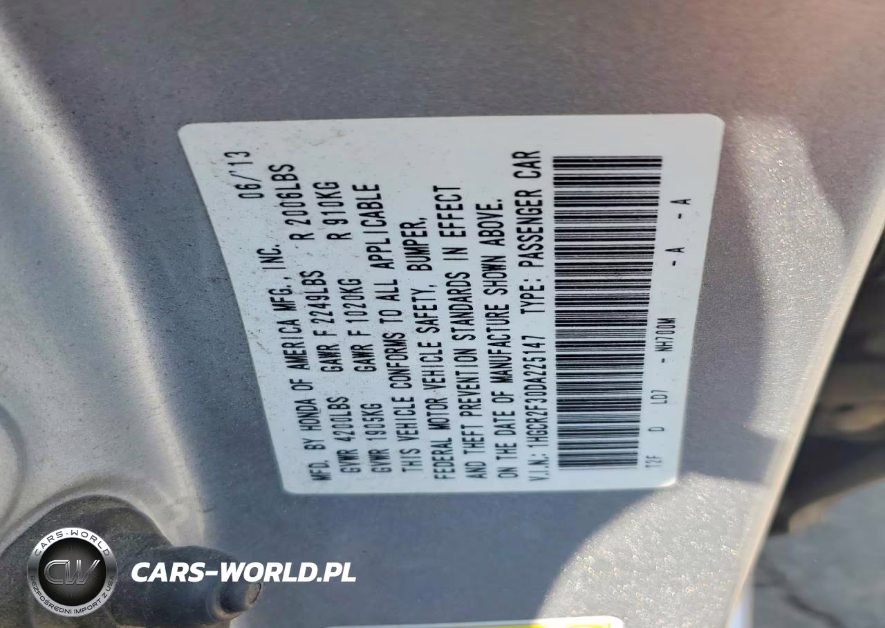 2013 Honda Accord Lx VIN:1HGCR2F30DA225147 - 12
