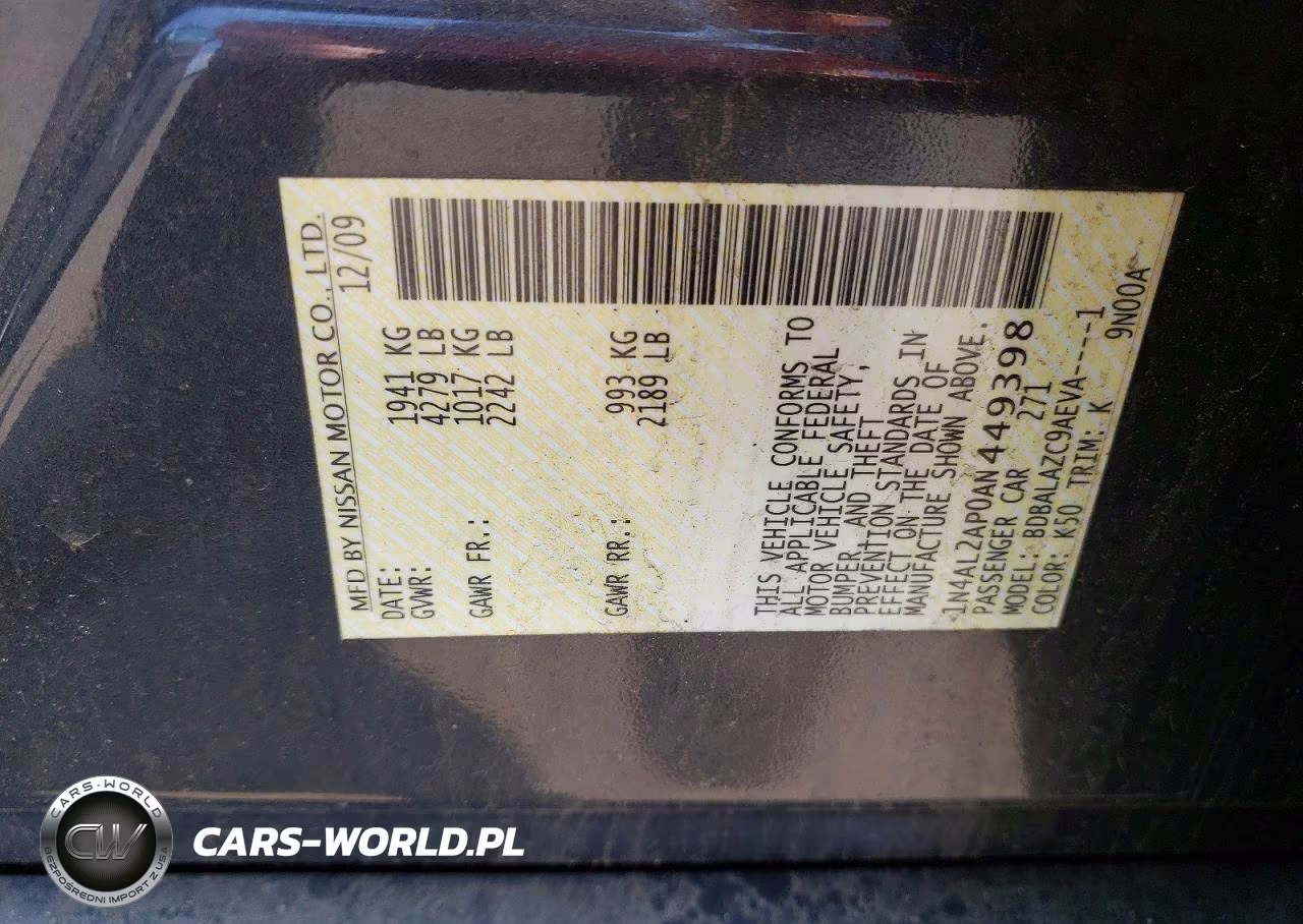 2010 Nissan Altima 2.5 VIN:1N4AL2AP0AN449398 - 12
