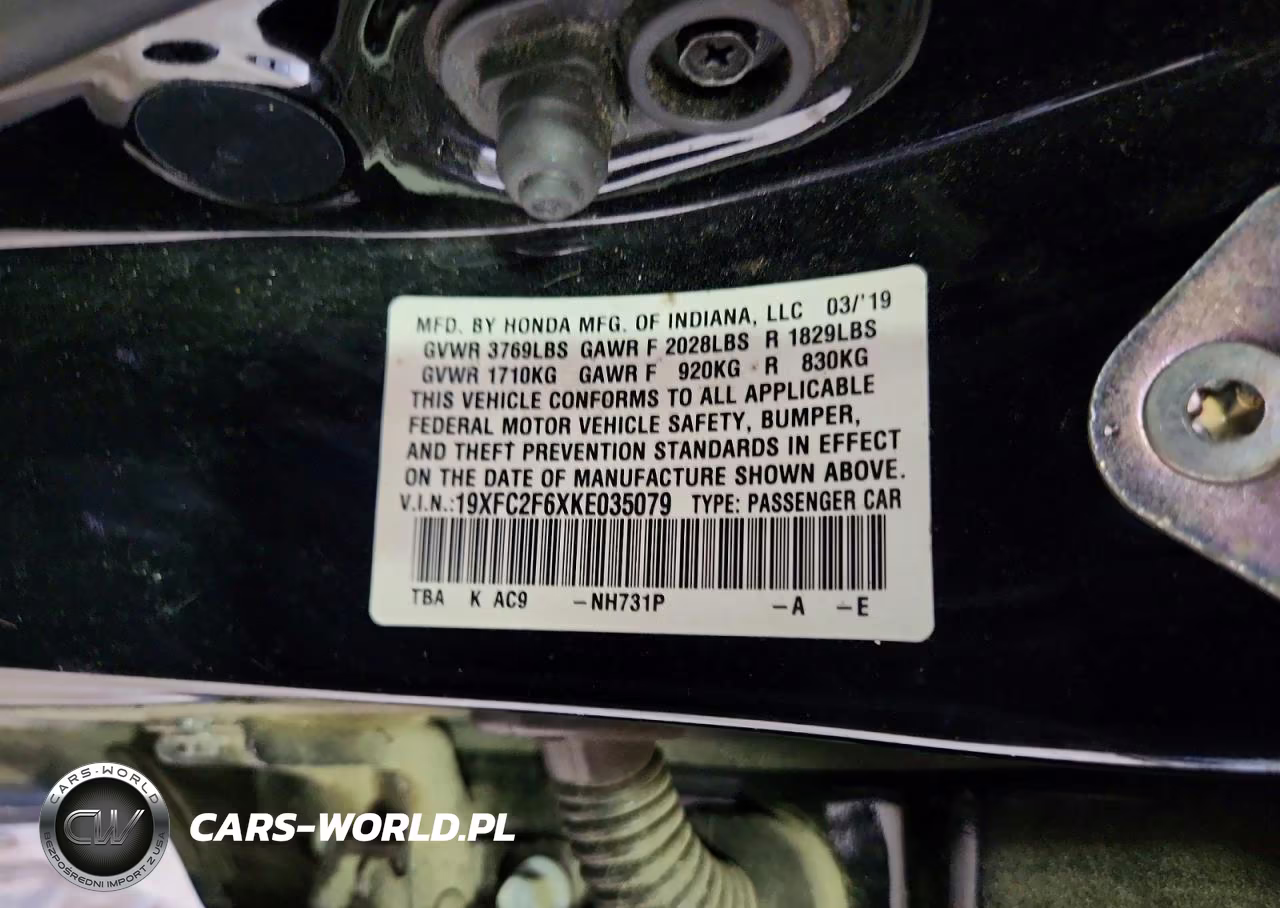 2019 Honda Civic Lx VIN:19XFC2F6XKE035079 - 12