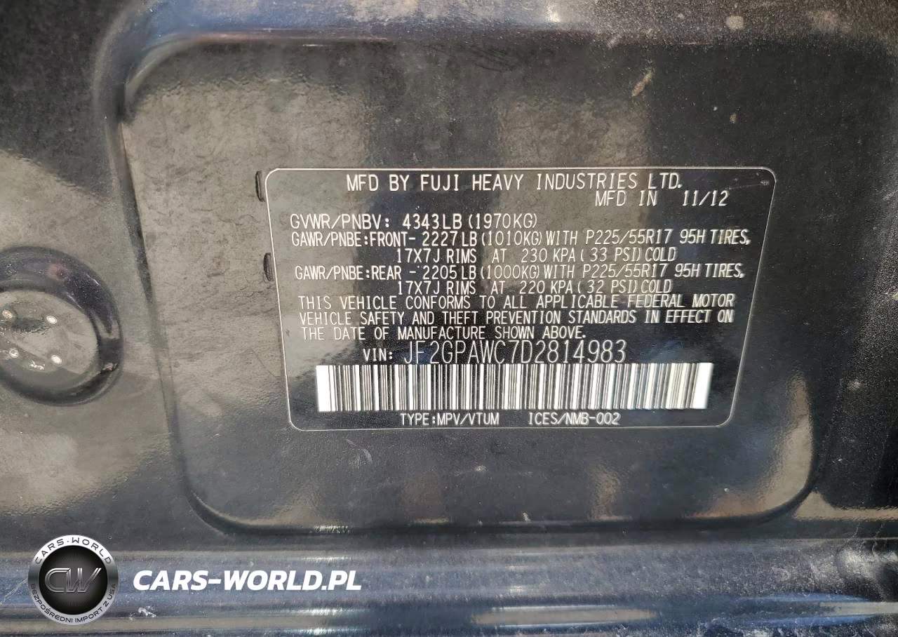 2013 Subaru Xv Crosstrek 2.0 Premium VIN:JF2GPAWC7D2814983 - 12