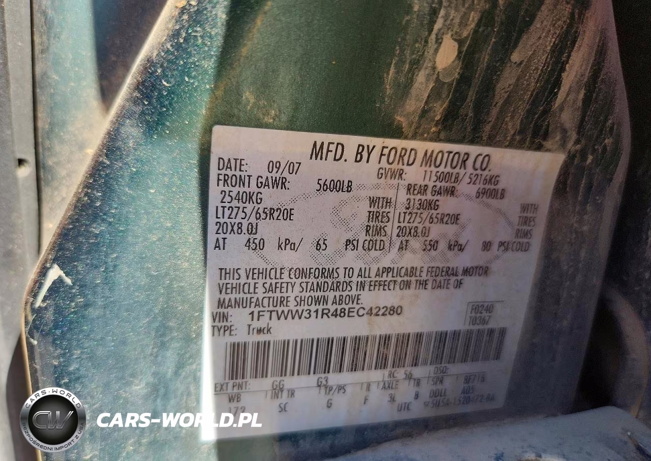 2008 Ford F350 Srw Super Duty VIN:1FTWW31R48EC42280 - 12