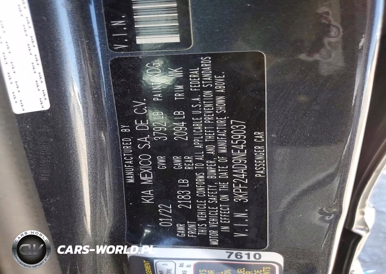 2022 Kia Forte Lxs VIN:3KPF24AD9NE459037 - 12