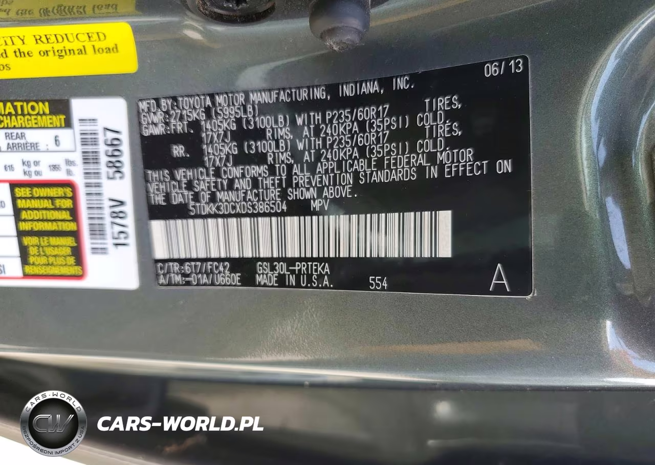 2013 Toyota Sienna Le VIN:5TDKK3DCXDS386504 - 13