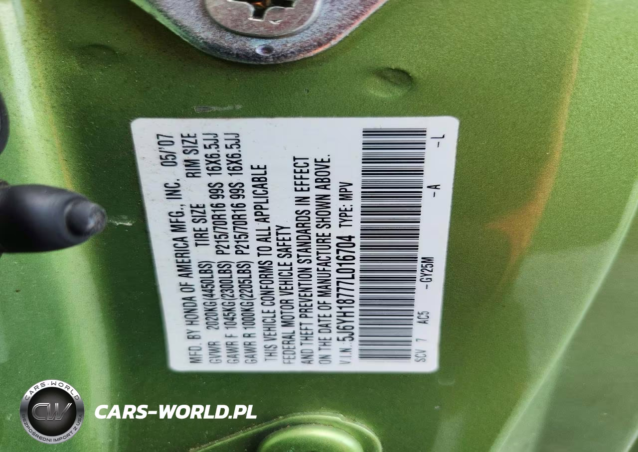2007 Honda Element Ex VIN:5J6YH18777L016704 - 14
