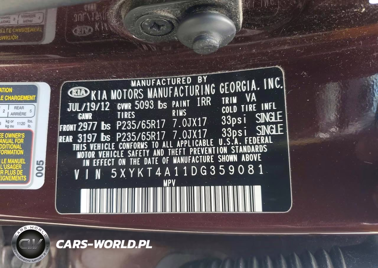 2013 Kia Sorento Lx VIN:5XYKT4A11DG359081 - 12