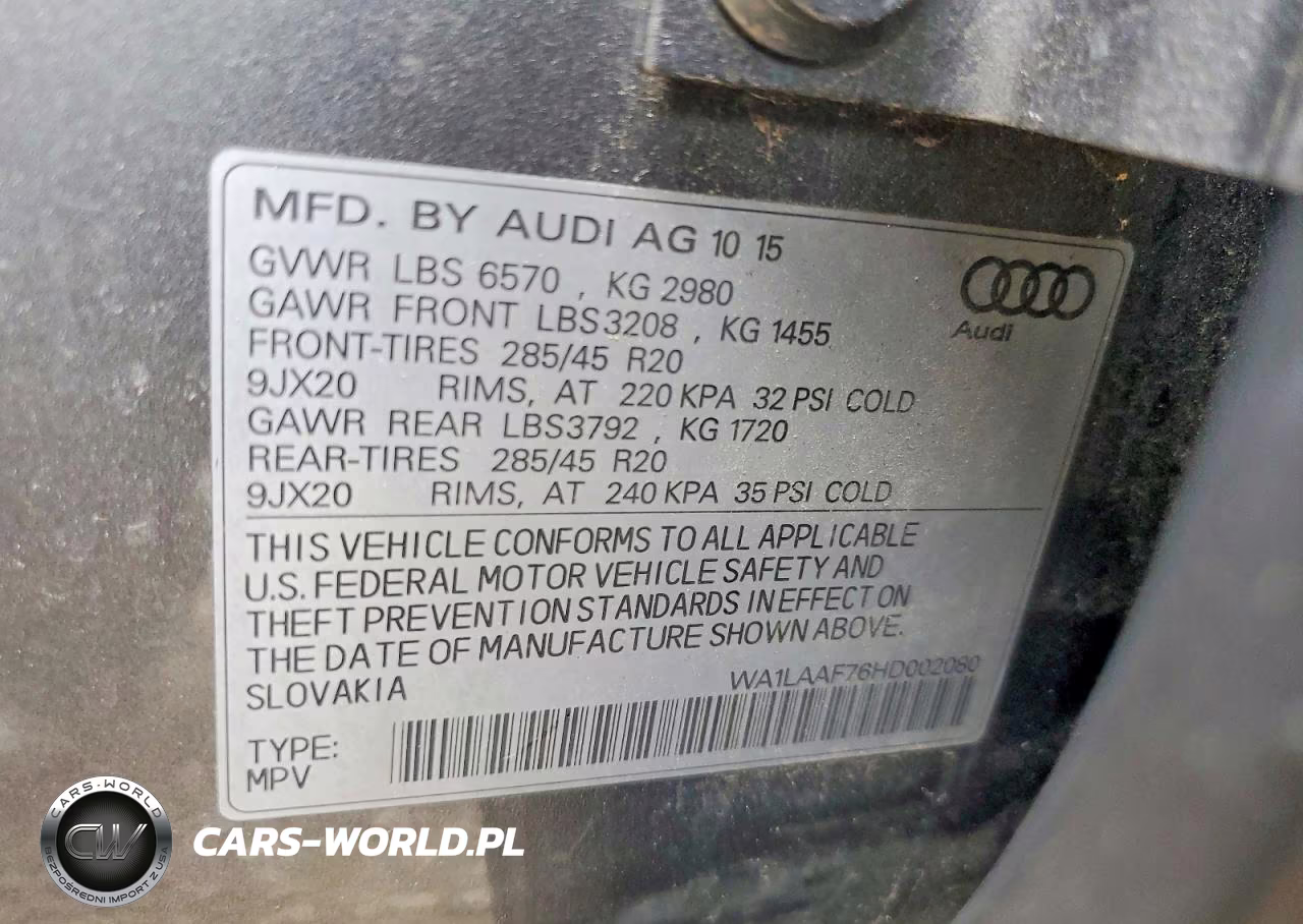 2017 Audi Q7 Premium Plus VIN:WA1LAAF76HD002080 - 13
