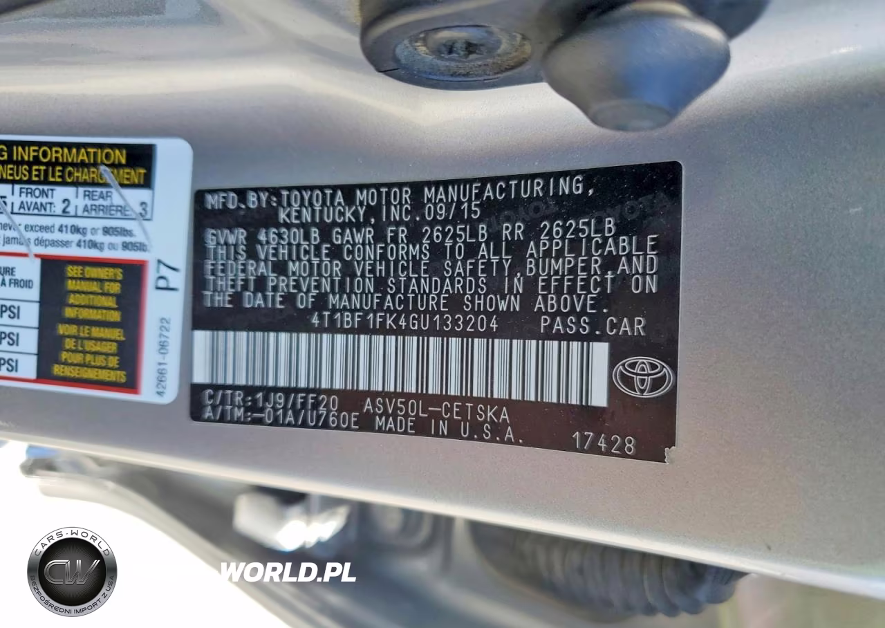 2016 Toyota Camry Se VIN:4T1BF1FK4GU133204 - 12