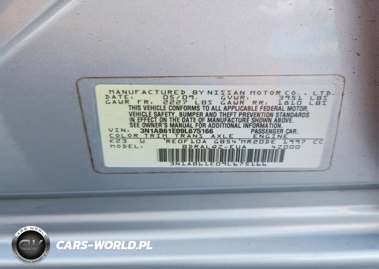 2009 Nissan Sentra 2.0 VIN:3N1AB61E09L675166 - 12