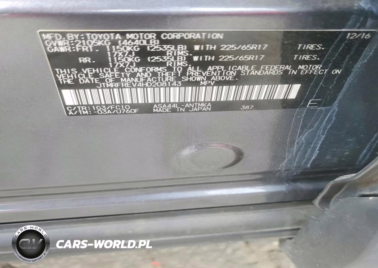 2017 Toyota Rav4 Xle VIN:JTMRFREV4HD208143 - 12