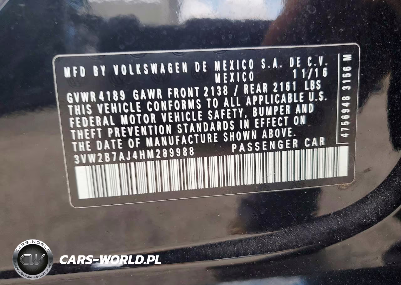 2017 Volkswagen Jetta S VIN:3VW2B7AJ4HM289988 - 12