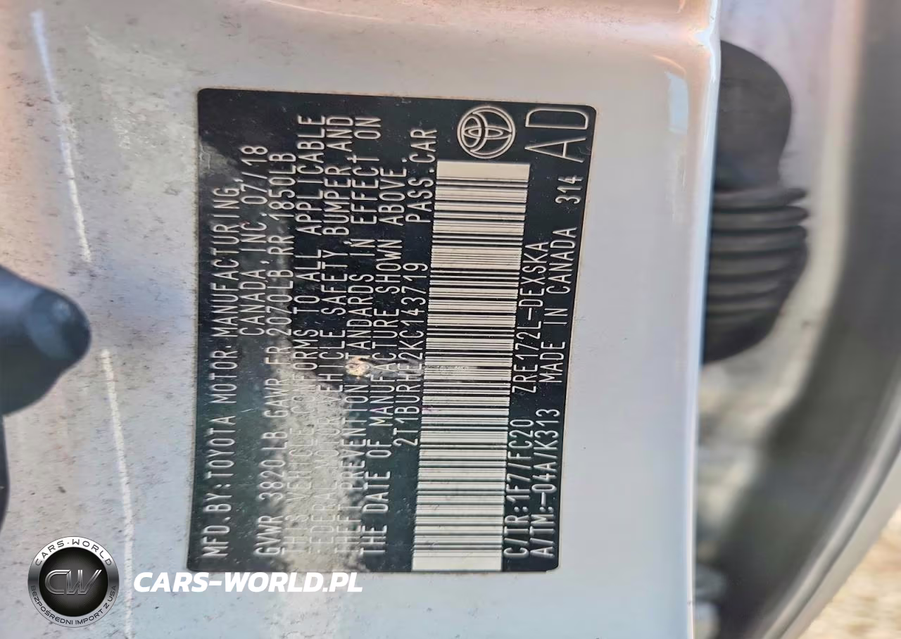 2019 Toyota Corolla Se VIN:2T1BURHE2KC143719 - 12
