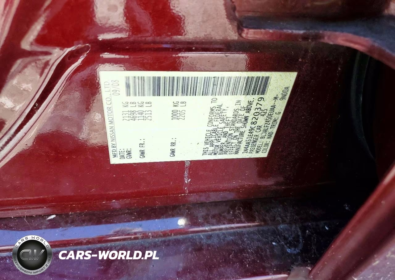 2009 Nissan Maxima 3.5 S VIN:1N4AA51E49C820379 - 12
