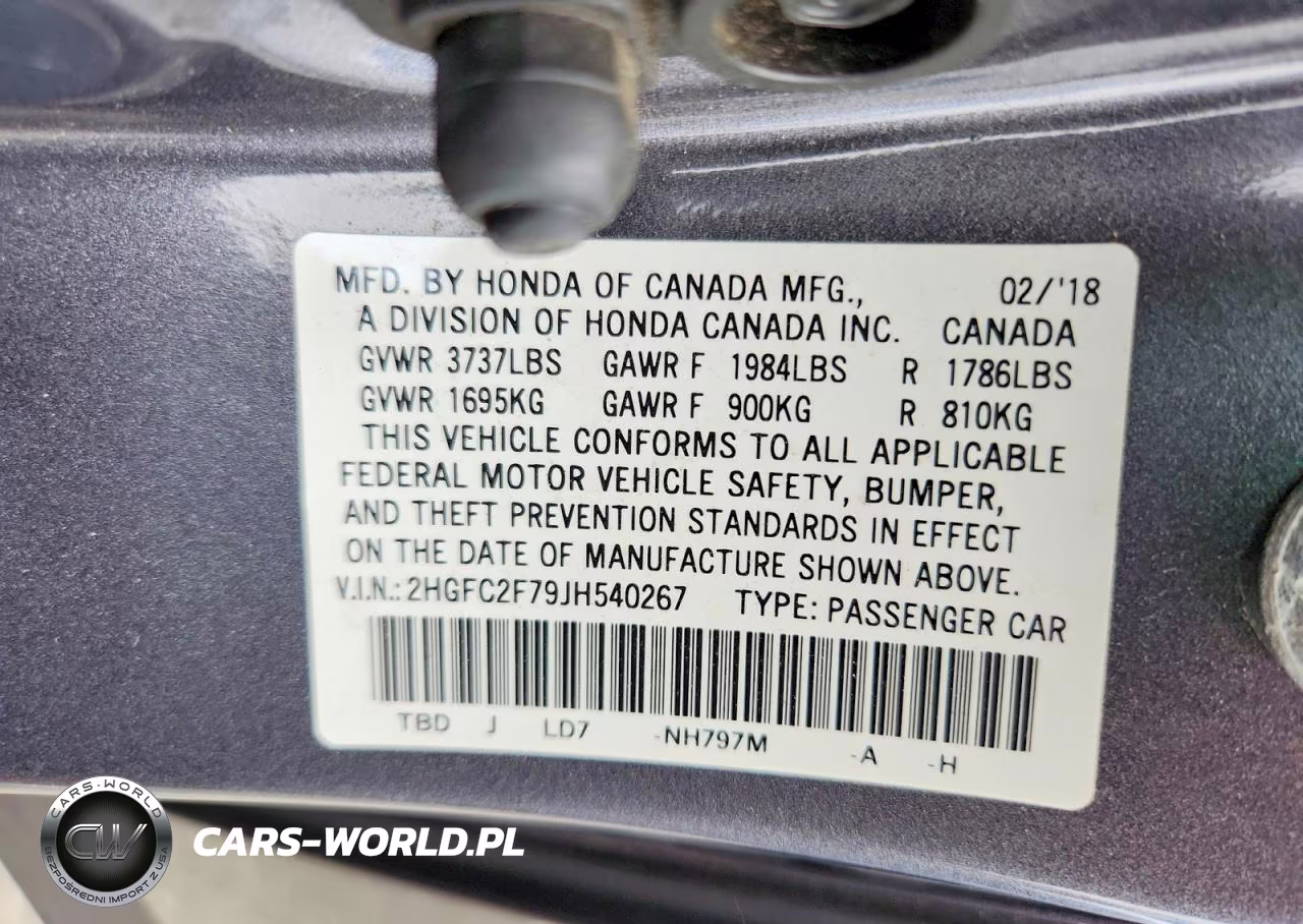 2018 Honda Civic Ex VIN:2HGFC2F79JH540267 - 12