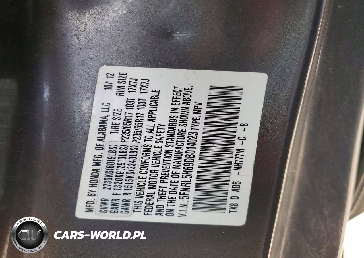 2013 Honda Odyssey Exl VIN:5FNRL5H69DB014023 - 13