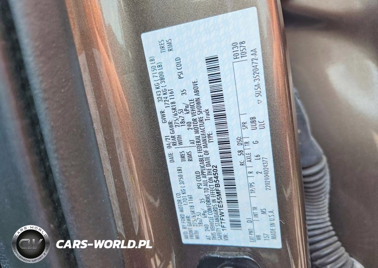 2021 Ford F150 Supercrew VIN:1FTFW1E55MFB54502 - 12