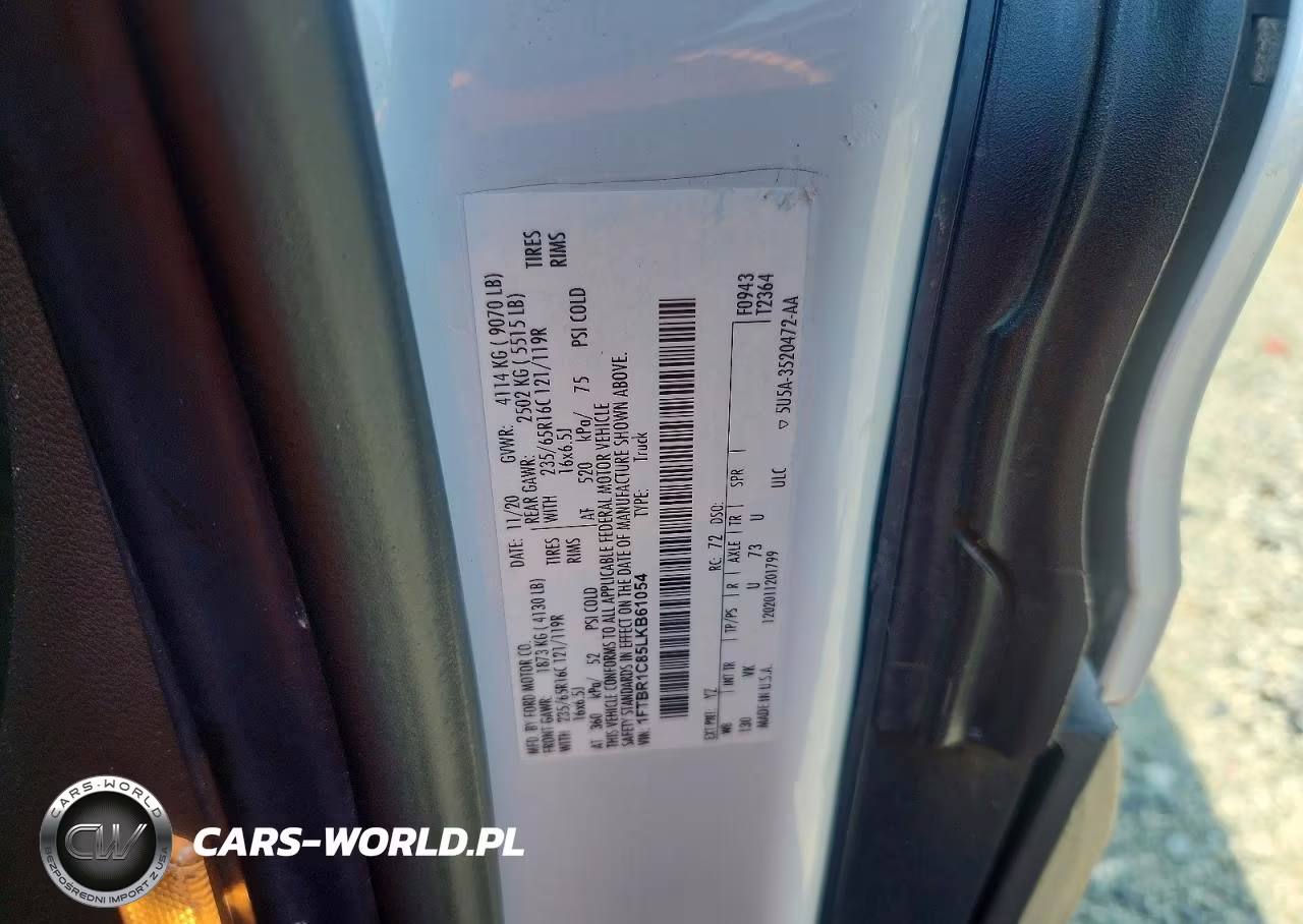 2020 Ford Transit 250 Delivery Van VIN:1FTBR1C85LKB61054 - 13