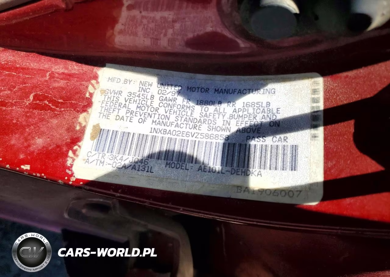 1997 Toyota Corolla Base VIN:1NXBA02E6VZ586858 - 12