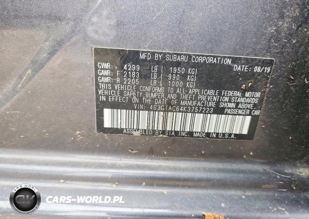 2019 Subaru Impreza Premium VIN:4S3GTAC64K3757223 - 12