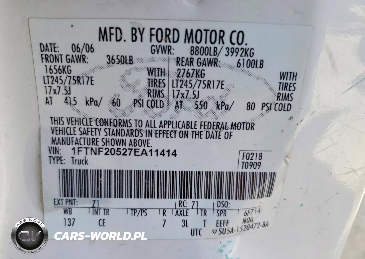 2007 Ford F250 Super Duty VIN:1FTNF20527EA11414 - 12