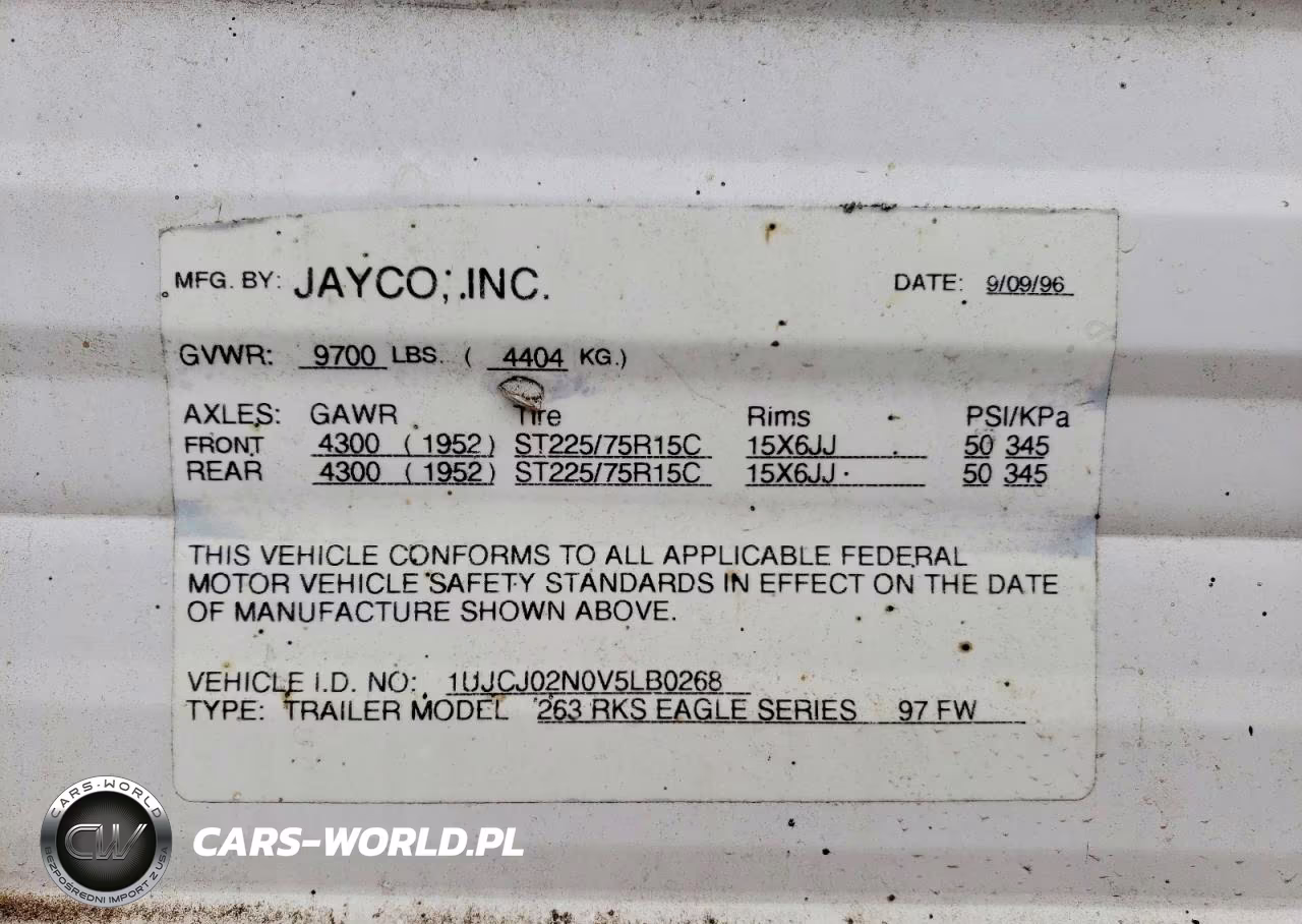 1997 Jayco Camper VIN:1UJCJ02N0V5LB0268 - 10