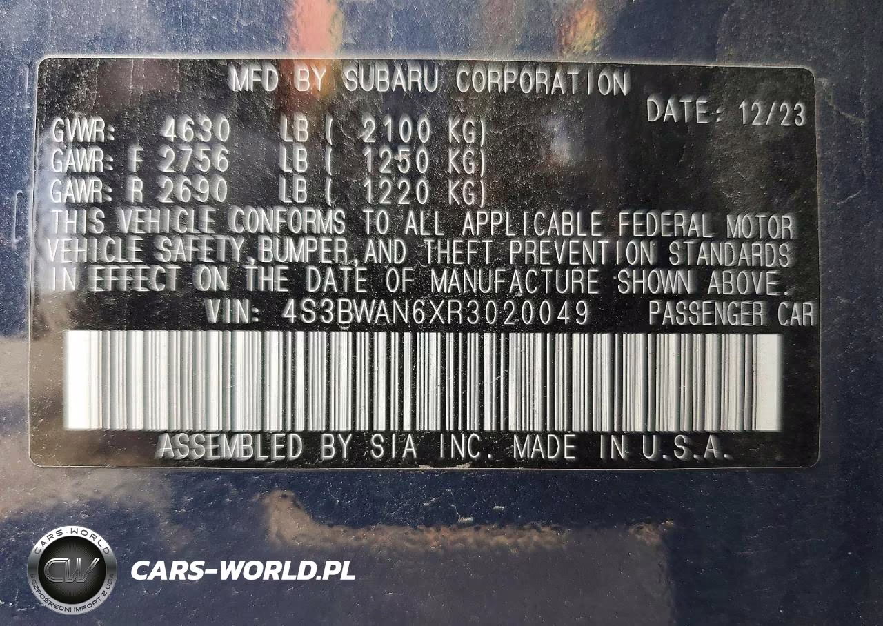 2024 Subaru Legacy Limited VIN:4S3BWAN6XR3020049 - 12