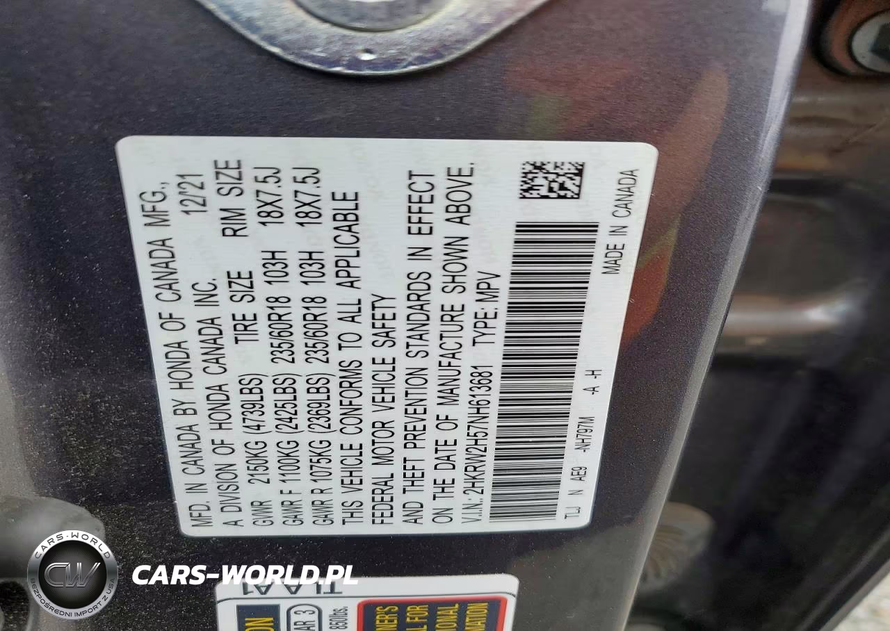 2022 Honda Cr-V Ex VIN:2HKRW2H57NH613681 - 14