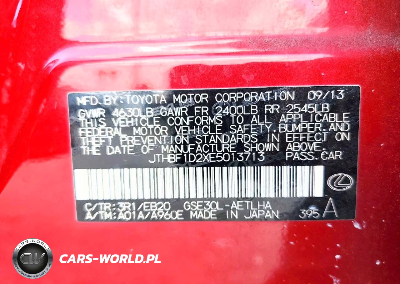 2014 Lexus Is 250 VIN:JTHBF1D2XE5013713 - 12