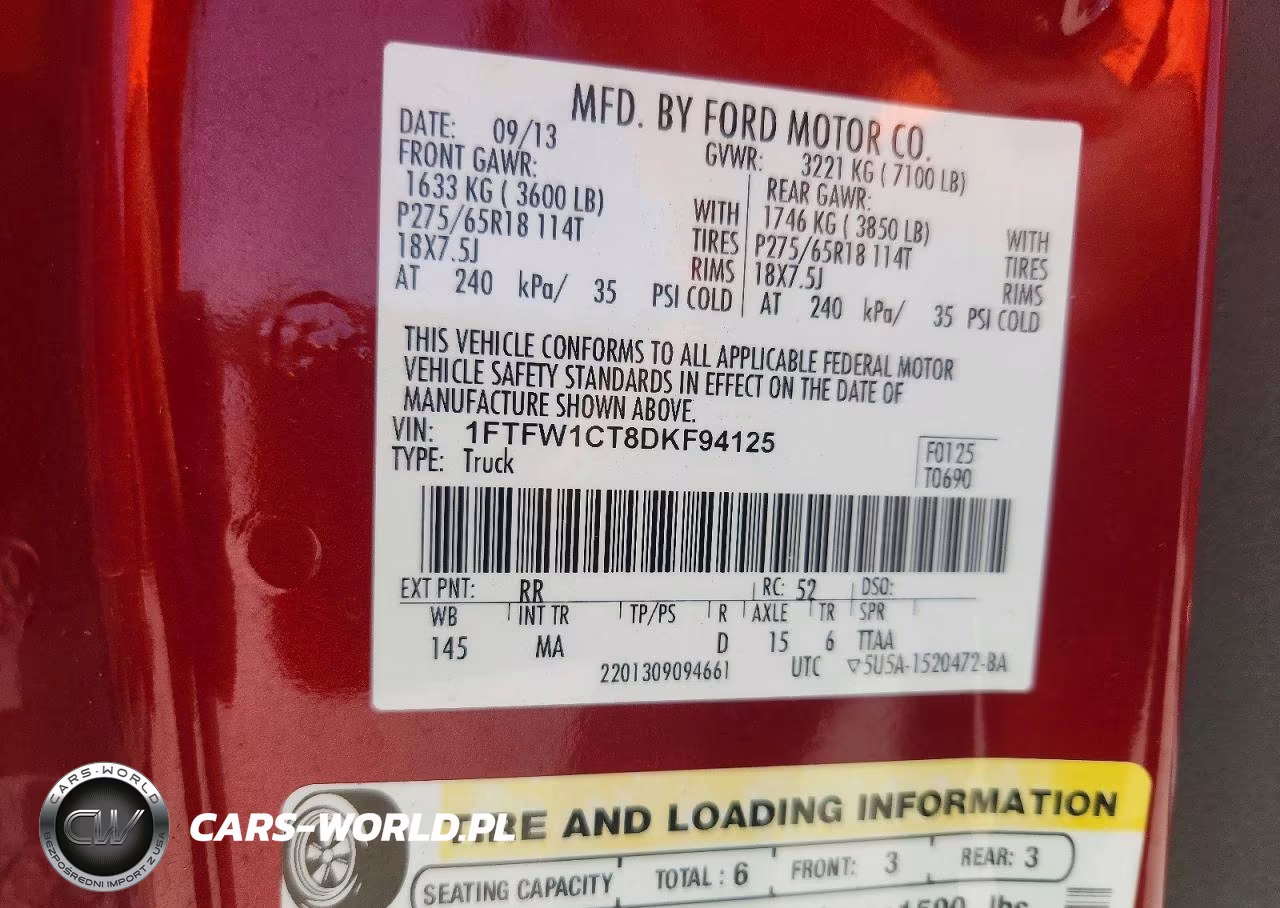 2013 Ford F-150 VIN:1FTFW1CT8DKF94125 - 12