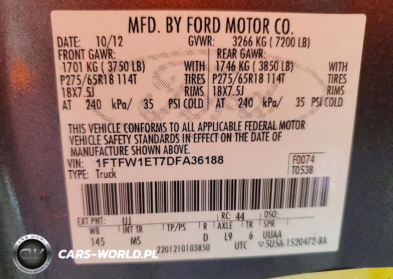 2013 Ford F150 Supercrew VIN:1FTFW1ET7DFA36188 - 12