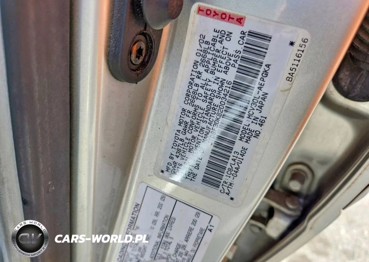 2002 Toyota Camry VIN:JTDBF30K820034216 - 12