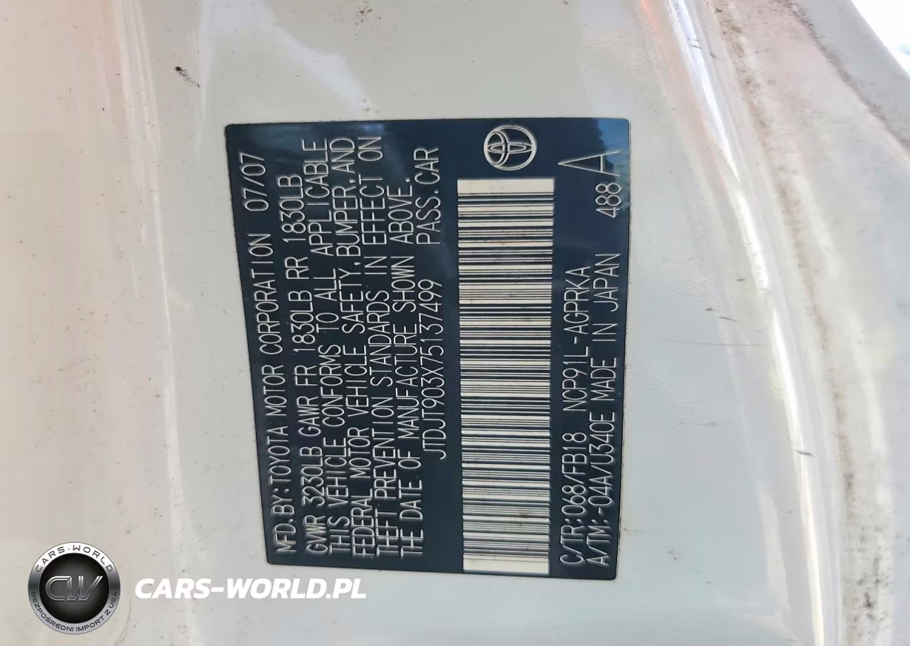 2007 Toyota Yaris Base VIN:JTDJT903X75137499 - 12