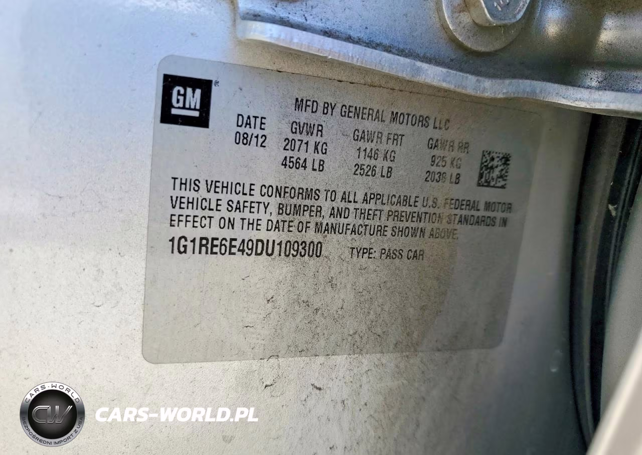 2013 Chevrolet Volt 4D Hatchback VIN:1G1RE6E49DU109300 - 12