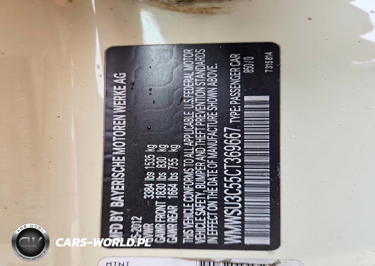 2012 Mini Cooper VIN:WMWSU3C55CT369667 - 12