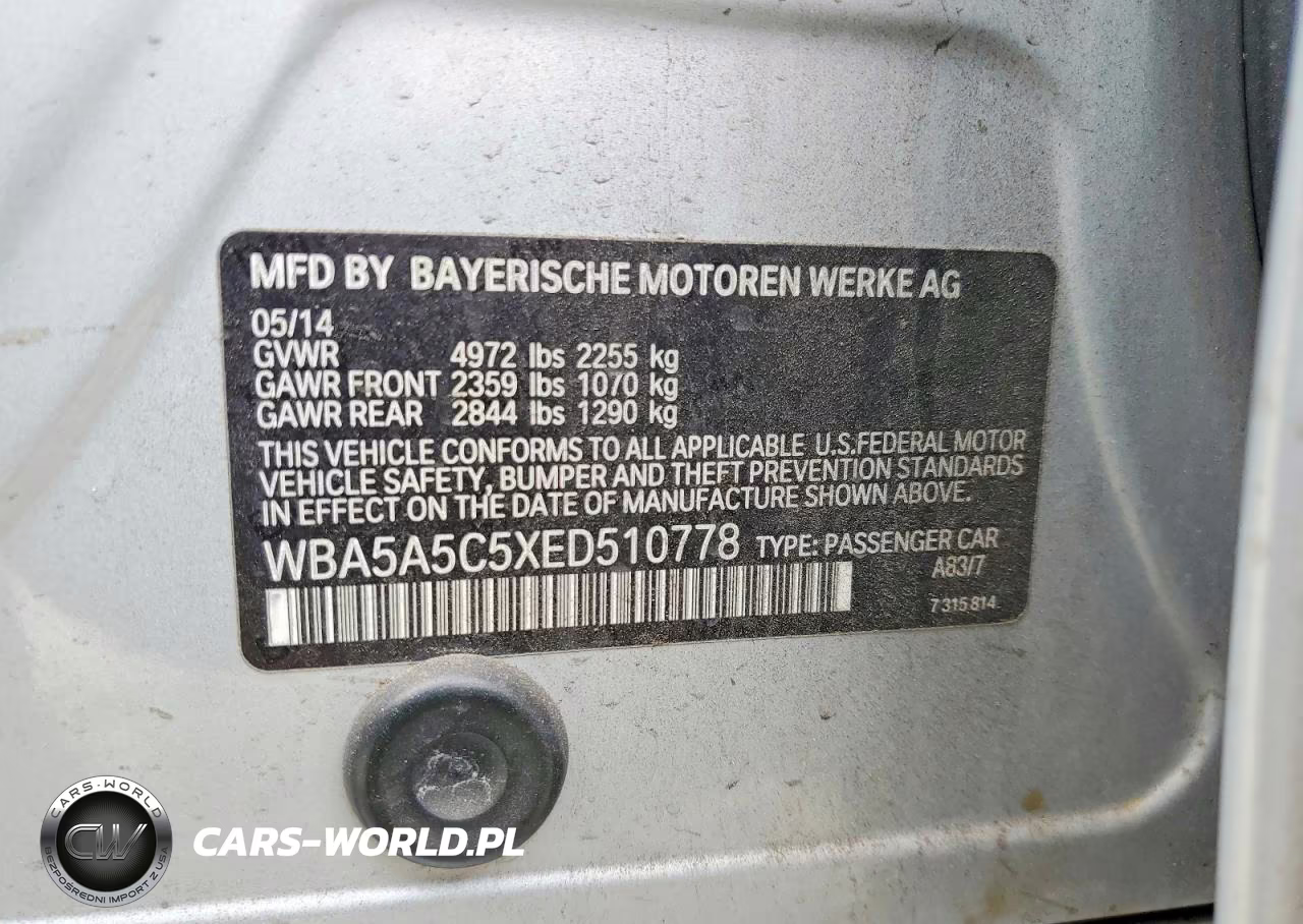 2014 BMW 528 I VIN:WBA5A5C5XED510778 - 12