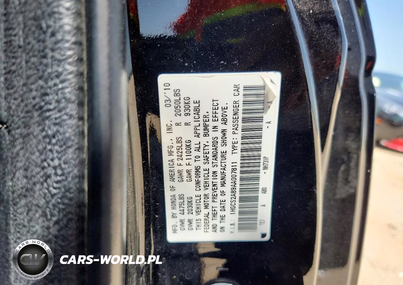 2010 Honda Accord Exl VIN:1HGCS2A89AA007811 - 12