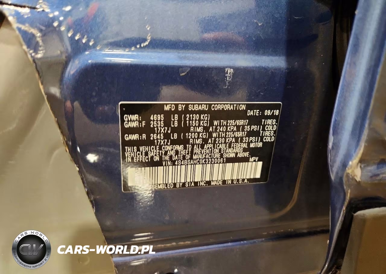 2019 Subaru Outback 2.5I Premium VIN:4S4BSAHC0K3230061 - 14