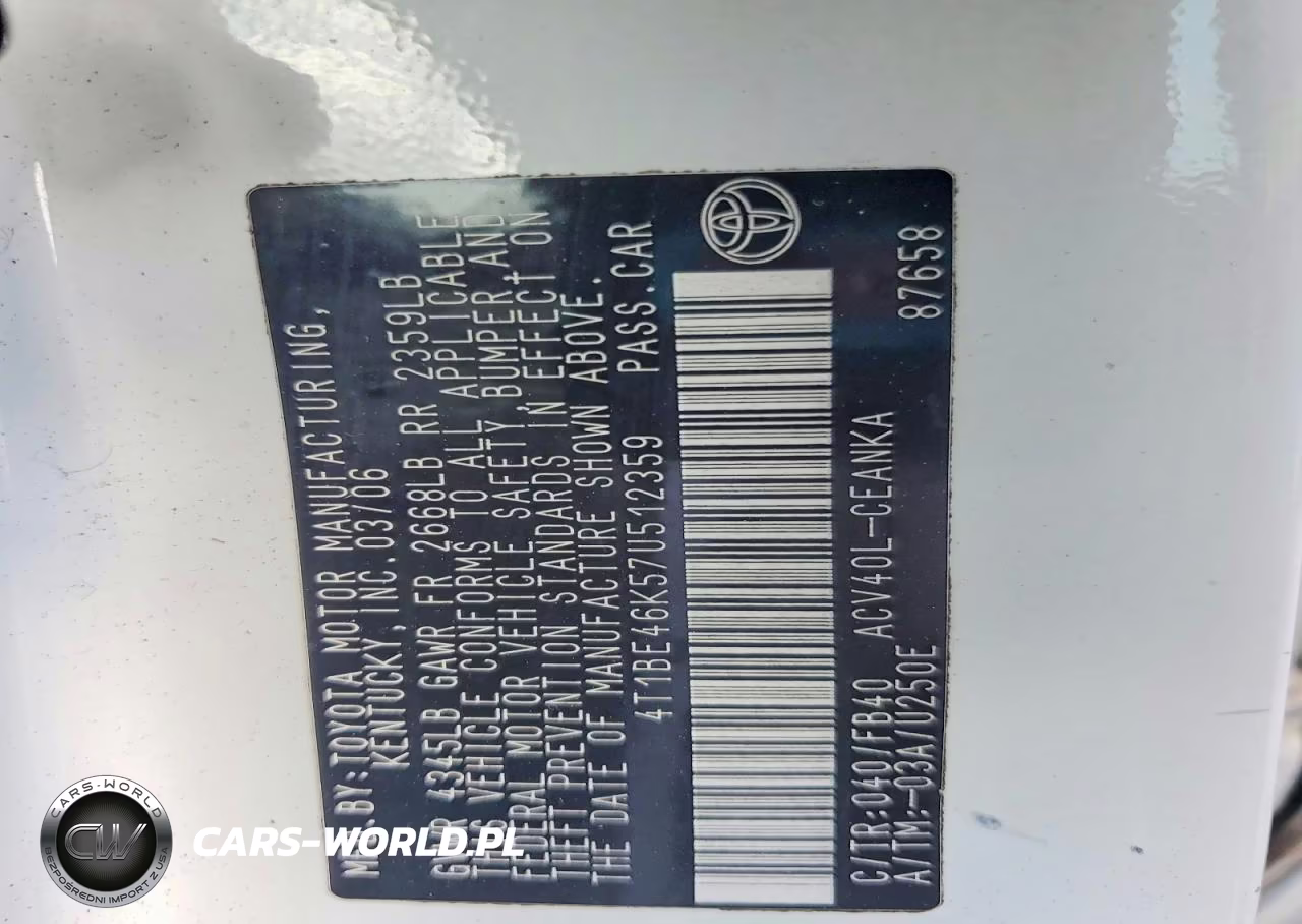 2007 Toyota Camry Ce VIN:4T1BE46K57U512359 - 12